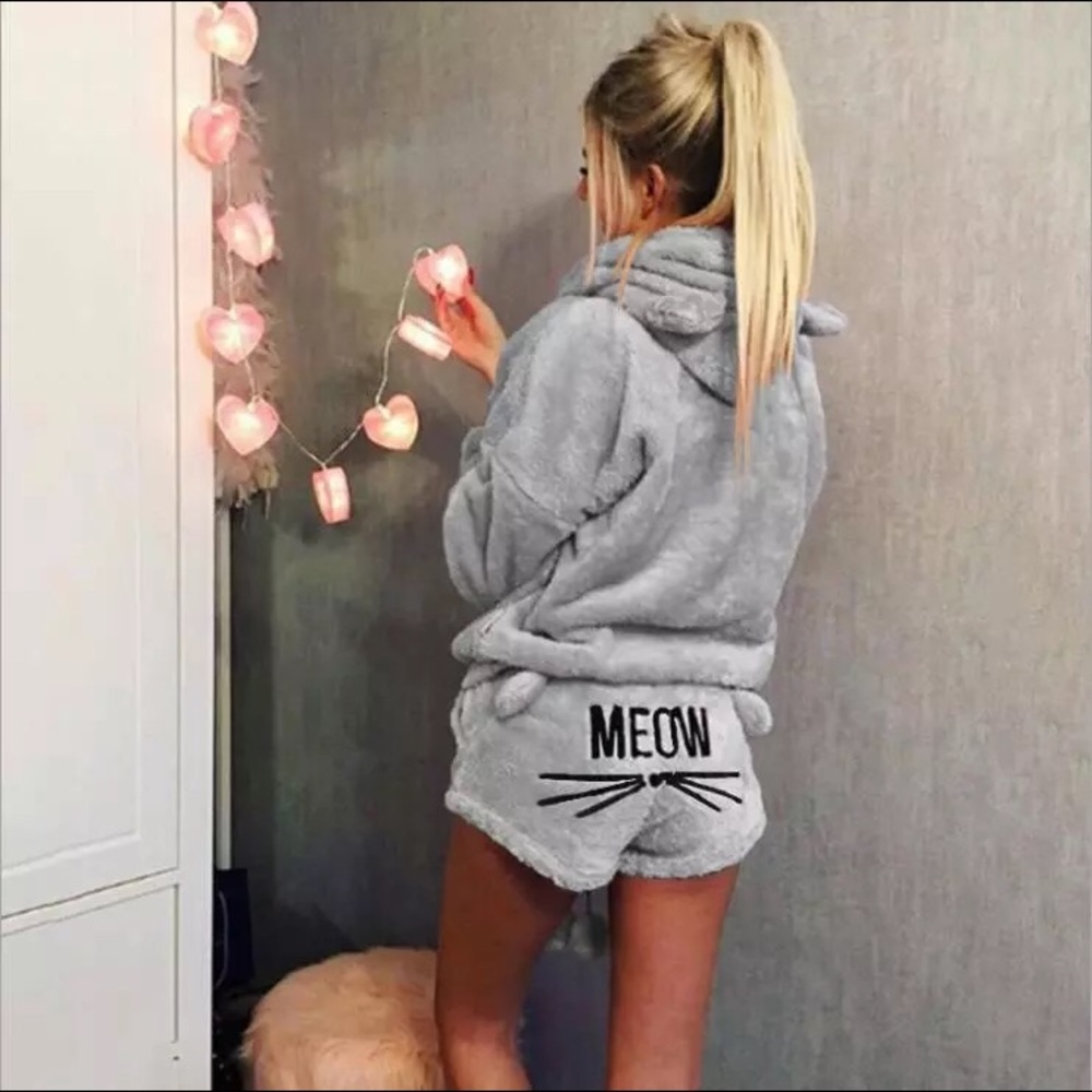 LAST 🆕Womens Cute Pajamas Meow Sleepwear Set - Picture 4 of 8